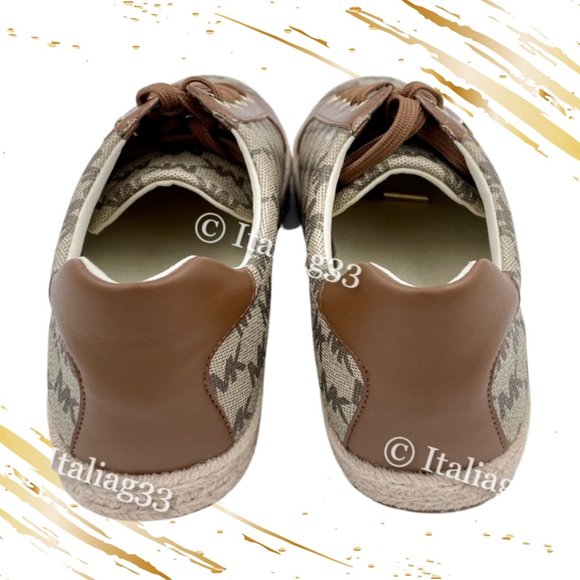 Michael Kors Monogram Signature Logo Brown Sneaker Tennis Shoes Size 9.5M NWOT - Picture 5 of 10